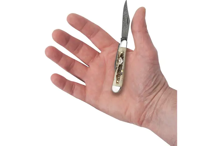 Case Peanut Vintage Bone Damascus steel Folding Knife - view 4
